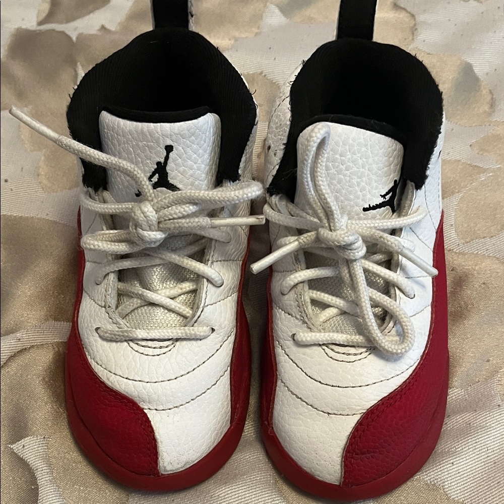 Jordan Kids White and Red Sneakers